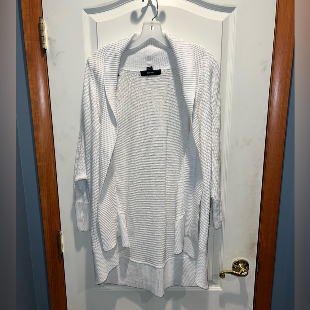 White long sleeve ribbed cardigan